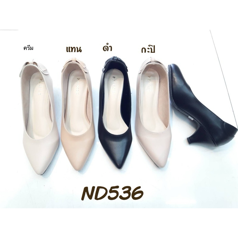 (งานกล่อง) PENNE ND536 รองเท้าคัชชูหัวแหลม สูง 1.5 นิ้ว สไตล์เรียบๆ รุ่นนี้เก๋ตรงที่มีโบว์ติดข้างหลั