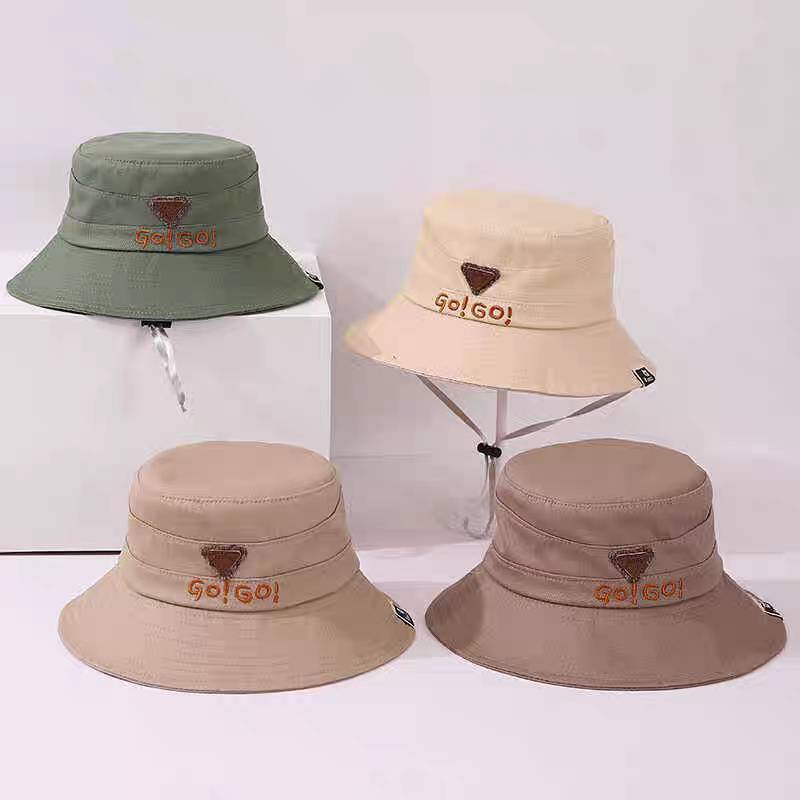 [พร้อมส่ง] หมวกเด็ก 12เดือน - 6ปี รอบหัว:50-52 cm. หมวกบักเก็ต (Bucket) ปักอักษร Go Go หมวกแฟชั่นเด็ก มีสายคล้องคาง