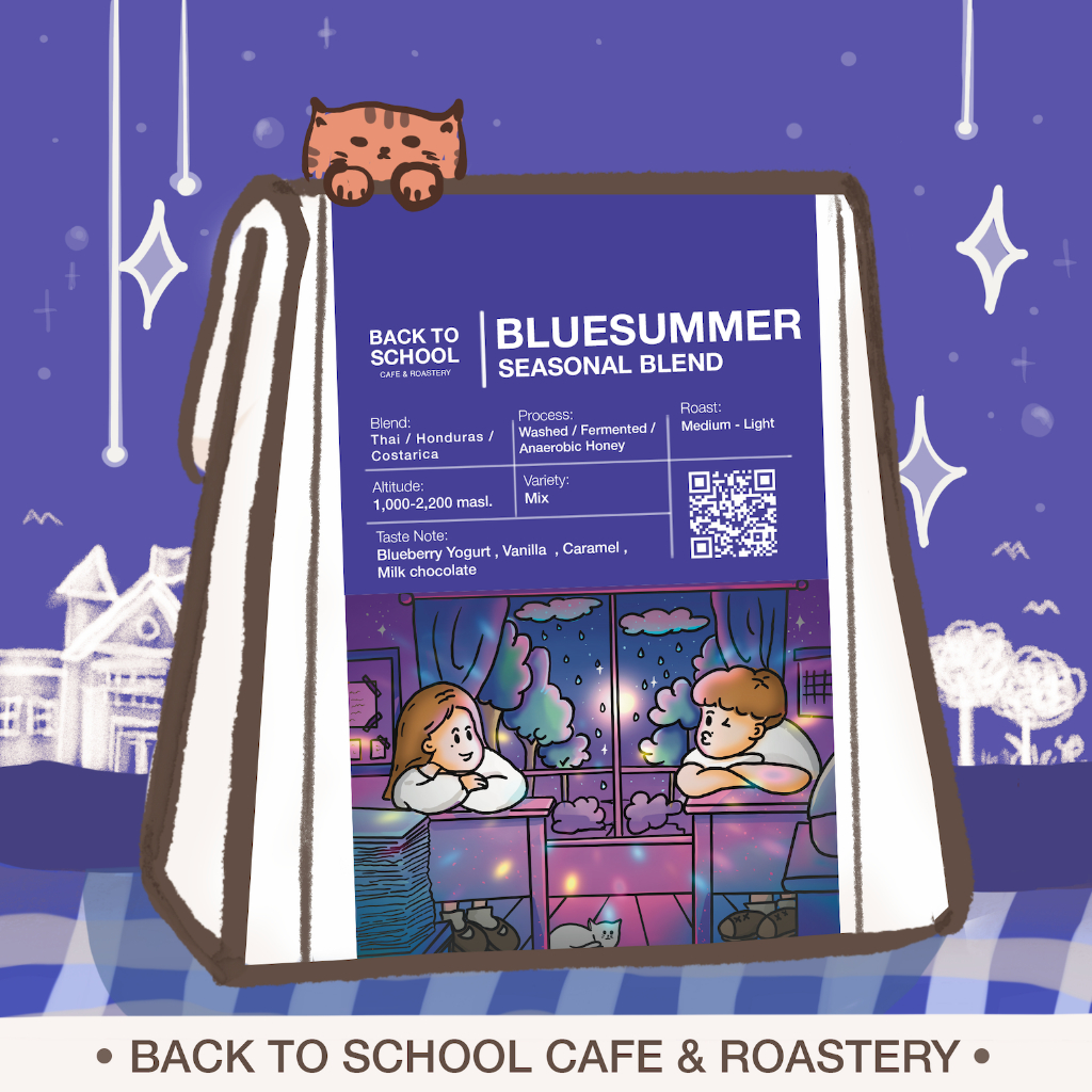 เมล็ดกาแฟคั่ว BLUE SUMMER BLEND (Thai | Honduras Whisky | Costarica Bluemint) <คั่วกลาง - อ่อน>