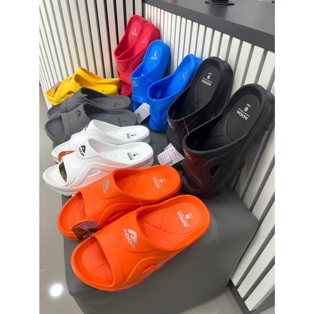 P รองเท้าแตะแบบสวม  ADDA แอดด้า รุ่น 52201  สี ดำ แดง ฟ้า ขาว ส้ม เหลือง เทา  Size 4-10