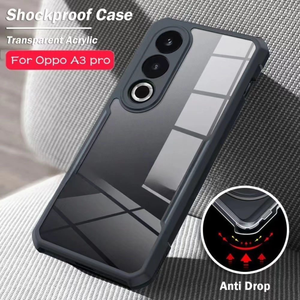 OPPO A3 Pro 5G/Reno 12F 5G/Reno 12Pro 5Gตรงรุ่น(พร้อมส่งในไทย)เคสกันกระแทกขอบสีหลังใสOPPO Reno12 5G/Reno 12 Pro 5G