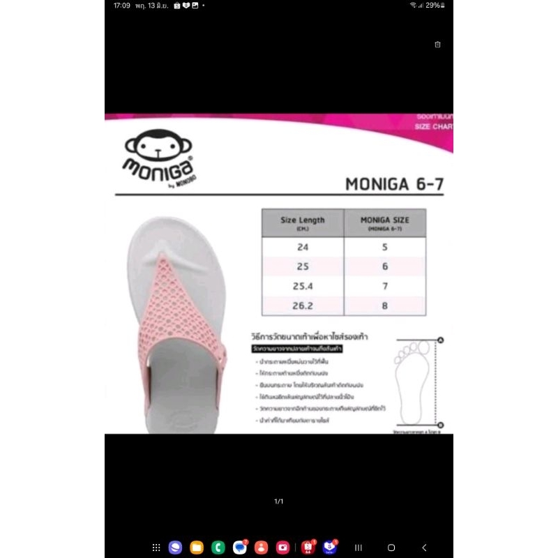 monoboรองเท้าแตะหูหนีบยี่ห้อmonoboโมโนโบรุ่นโมนิก้า6size5-8