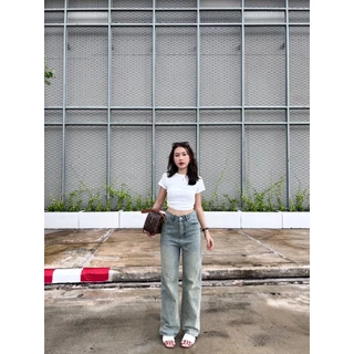 [เก็บโค้ดลด25%หน้าร้าน] instyles_shop "Berlin Jeans" กางเกงยีนส์ขากระบอกกลาง ทรงลิซ่าเอวสูง ผ้ายีนส์แท้ไม่ยืด