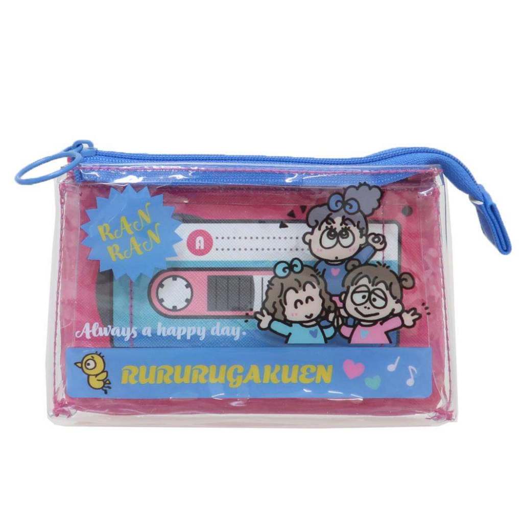 กระเป๋า Clear Pouch Cassette Style แบบ RururuGakuen จาก Sanrio Japan ใส่ของได้ 3 ช่อง ทำจาก PVC