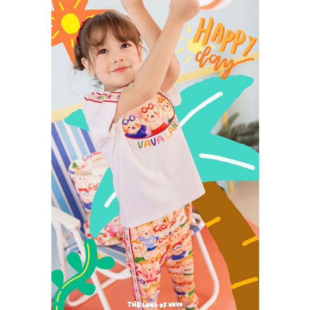 Thelandofvava LOOK3 VNXI2092 ชุดเซ็ตเด็กผู้หญิง HAPPY SUNSHINE ลิขสิทธิ์แท้จาก vava