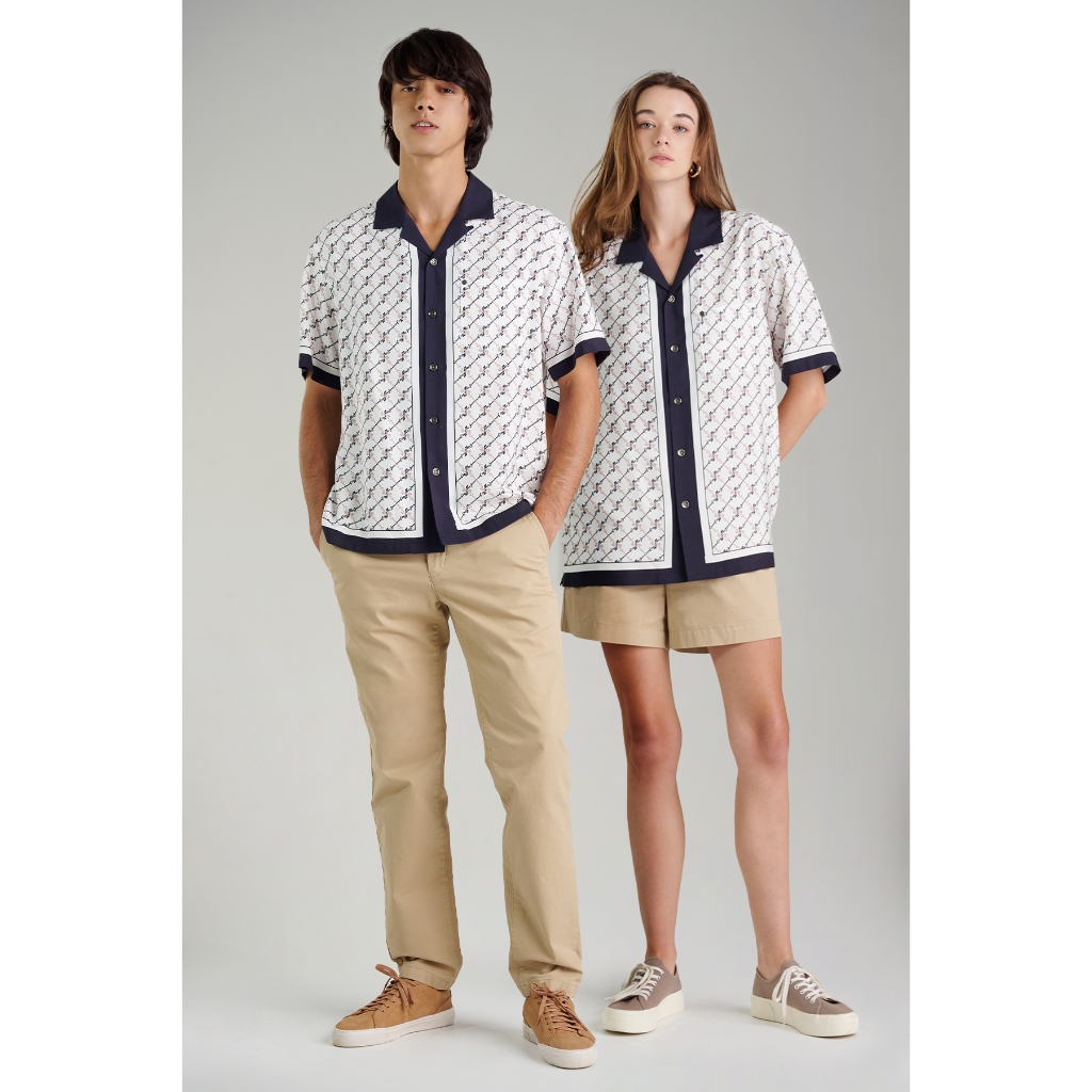 Mc jeans เสื้อเชิ้ต Unisex เสื้อฮาวายแขนสั้น พิมพ์ลาย MSSZ247