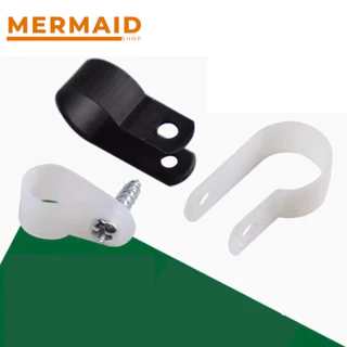 [50 ชิ้น/ชุด] เคเบิ้ล แคล้ม Cable Clamp ตัว จับสายไฟ 1/2 1/4 , 1/8 , 3/8 , 3/16 5/16 นิ้ว สีขาว/สีดำ ตัวยึดสายไฟ