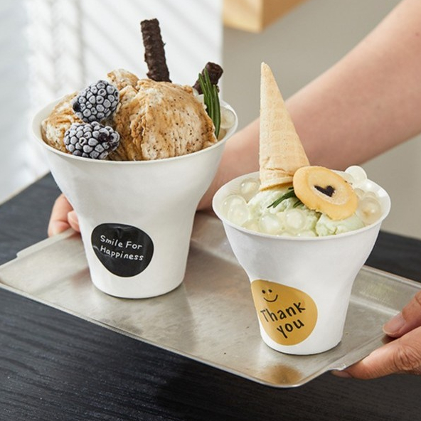 ถ้วยไอศครีม ของหวาน ขนาด 160-300 ml. ย่อยสลายได้ในธรรมชาติ (Biodegradable) แพ็ค 50 ชิ้น (ไม่มีสติ๊กเกอร์แถม) - รูปที่ 3
