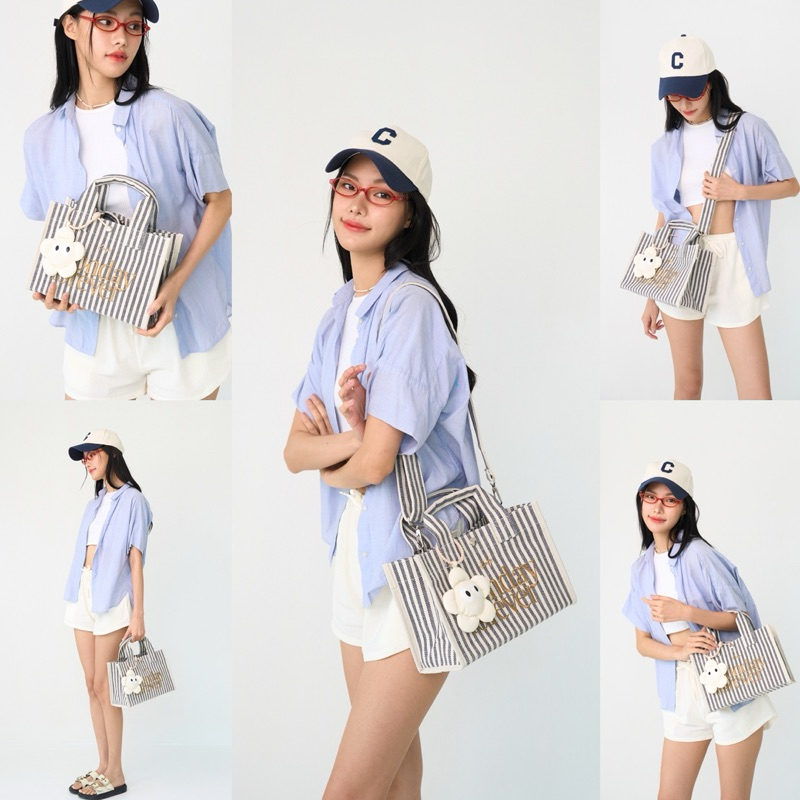 [New In] KEEP SUNDAY BAG กระเป๋าถือผ้า Canvas ปักอักษร FREE พวงกุญแจ Daisy cool [มีบริการหลังการขาย]