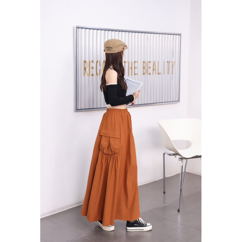 Long  skirt กระโปรงคาร์โก้ไซด์ใหญ่ผ้ายืดใส่สบายฯฯ💞💞💞รุน529# - รูปที่ 4