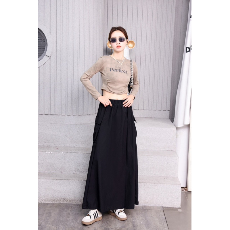 Long  skirt กระโปรงคาร์โก้ไซด์ใหญ่ผ้ายืดใส่สบายฯฯ💞💞💞รุน529# - รูปที่ 5