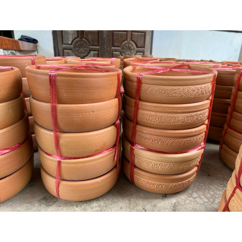 อ่างดินเผากว้าง10นิ้วสูง3นิ้ว เช้าใหม่ทรงสวย มีลายข้าง/ไม่มีลายข้าง ใส่น้ำให้สัตว์เลี้ยง เจาะรูปลูกแคตตัสจัดสวนถาดได้คะ