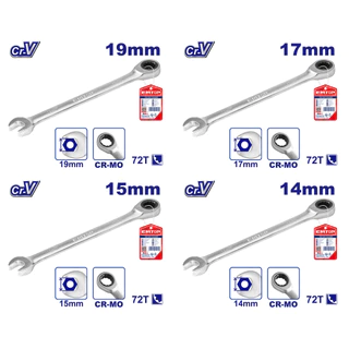 EMTOP ประแจแหวนฟรีข้างปากตาย ขนาด 8 - 19 mm ชุบโครเมียม ผิวด้าน ประแจแหวน ประแจปากตาย
