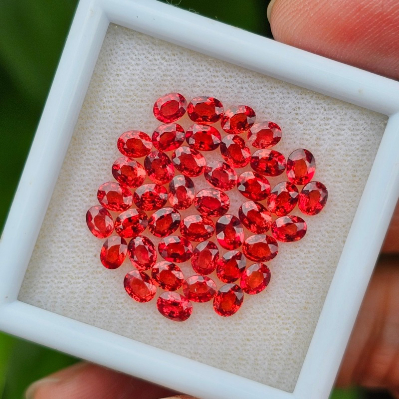 ไข่ 4x3มิล 1เม็ด‘ พลอยแท้ ซองเจีย แซฟไฟร์ Natural Songea Sapphire สีแดงส้ม พลอย พลอยธรรมชาติ Gems พลอยสวย พลอยเนื้อแข็ง