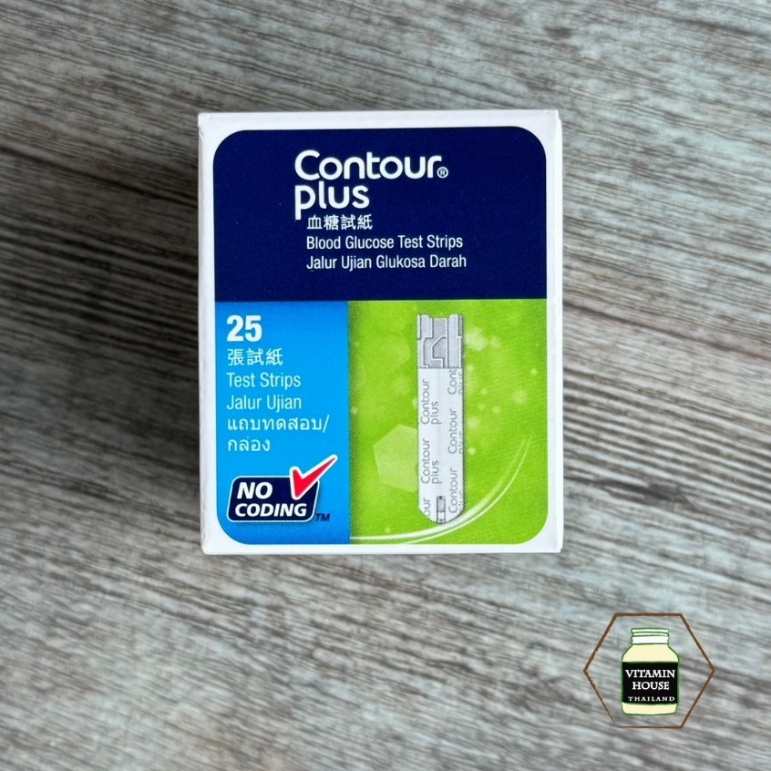 แผ่นตรวจน้ำตาลในเลือด Contour®️ Plus blood glucose test strip 25 ชิ้น