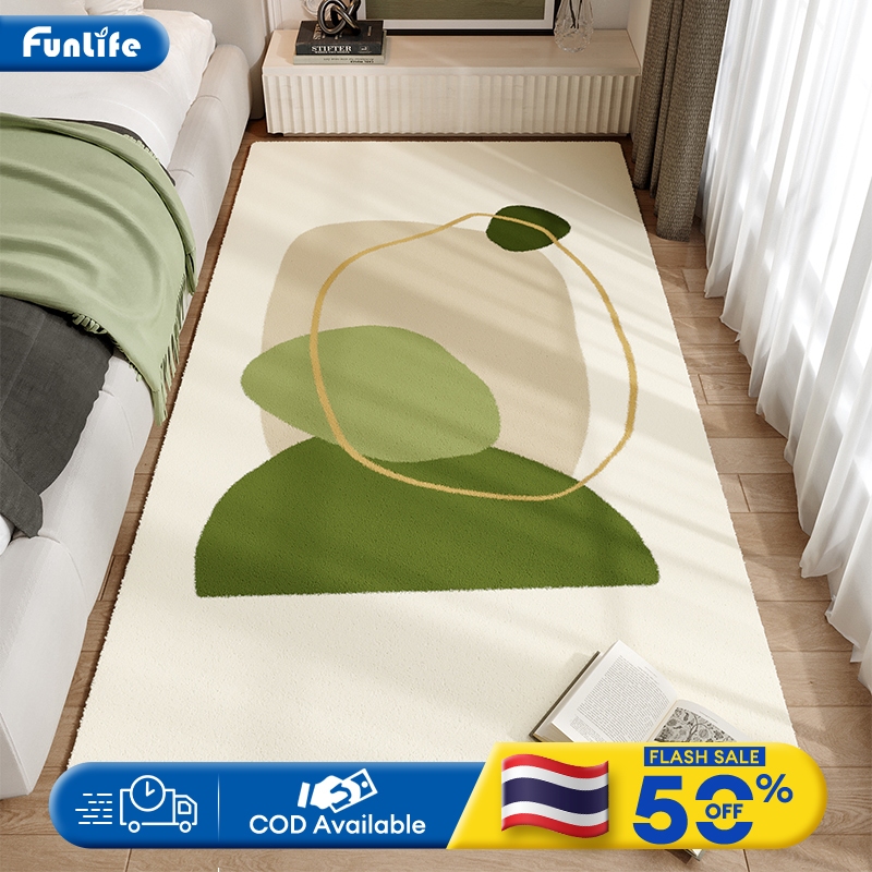 FLM พรมปูพื้นห้อง ห้องนอน 40*120ซม 50*160ซม 60*200ซม ป้องกันการลื่น ลายศิลปะ สําหรับตกแต่งบ้านขนนิ่ม