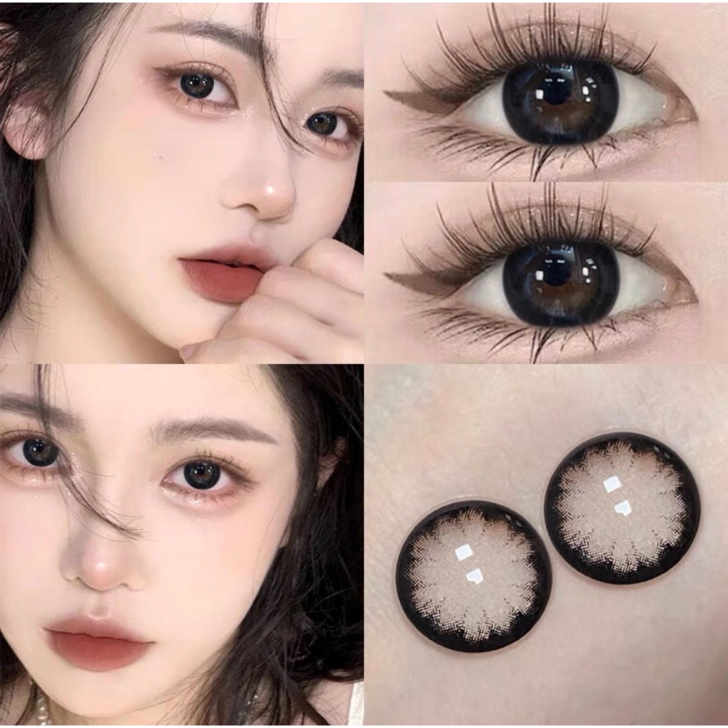 【Big eye 14.5 mm】UYAAI คอนแทคเลนส์ ปกติ คอนแทคเลนส์ สามารถใช้สำหรับ ราเดือน wink 42 % สีดำ น้ำตาล รายเดือน black