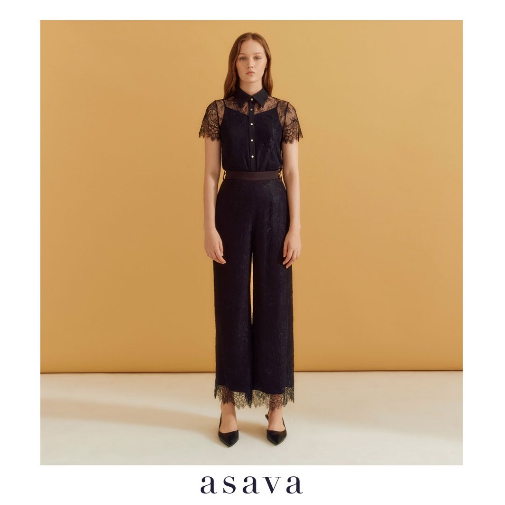 [asava ss23] Heidi High-waisted Lace Pants กางเกงผู้หญิง ผ้าลูกไม้ ขายาว เอวสูง ทรงตรง หูเข็มขัดทรงเอ ซิปหลัง