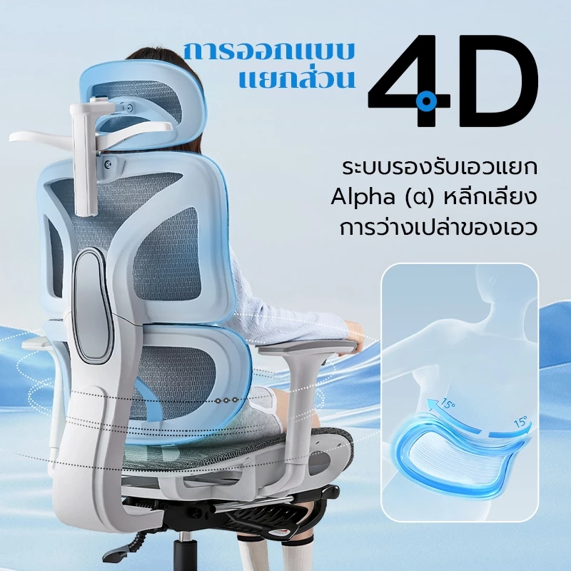 Xpanse W203 เก้าอี้สุขภาพ ergonomic chair เก้าอี้คอม เก้าอี้ทํางาน IceMesh เก้าอี้ทำงานเพื่อสุขภาพ รุ่น แขนเฉียงอิสระ thumbnail 4