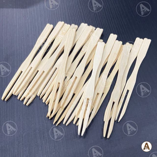 (100ชิ้น/แพ็ค) ส้อมไม้เล็ก 9 cm ใช้แล้วทิ้ง ส้อมจิ้มขนม ส้อมจิ้ม ส้อมไม้