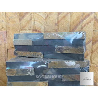หินกาบจิ๊กซอว์ ธรรมชาติ ลายสี ลาย 8 ชิ้น ติดผนัง ปูเสา ขนาด 10x30 cm.