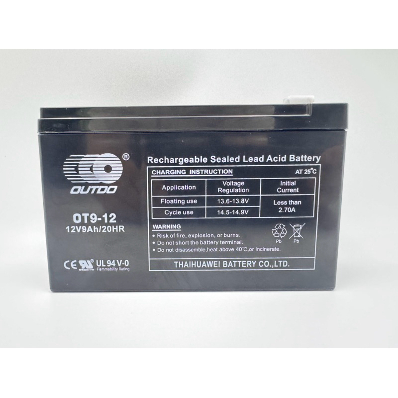แบตเตอรี่ UPS เครื่องสำรองไฟ OD OT9-12 Battery 12V 9AH รับประกัน 1 ปี