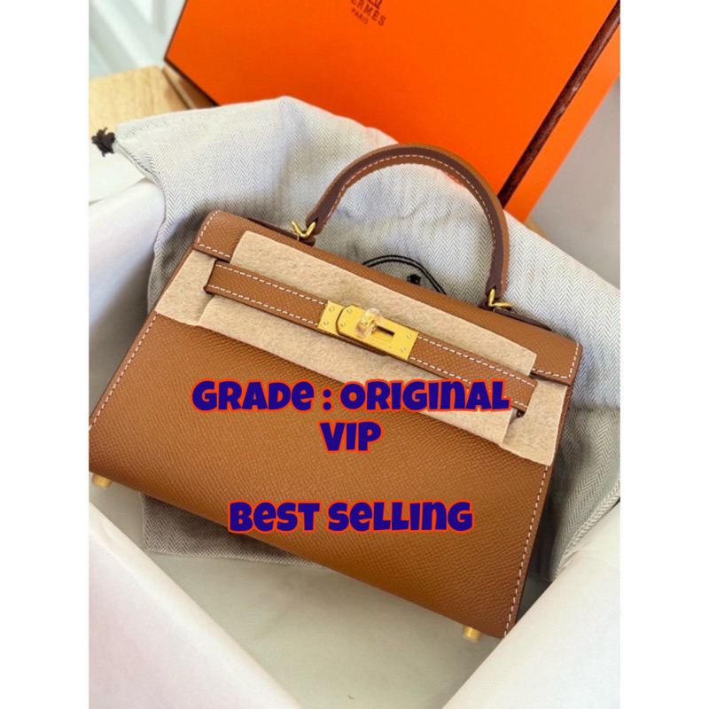 กระเป๋าเคลลี่ ขนาด 20ซม. เกรด (original) VIP วีไอพี หนังแท้. มีกล่อง.