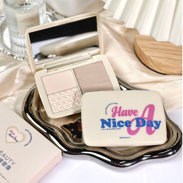 Miss Beauty Have a nice day [G-128] คอนทัวร์และไฮไลท์ 3 ช่อง สีสวย ชิมเมอร์แน่น ติดทนยาวนาน ตลับน่ารัก