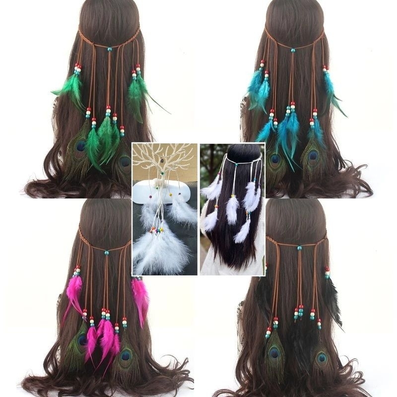 E2/6สายคาดผมขนนก โบฮีเมียน สไตล์โบฮีเมียน ขนนกคาดผม ขนนกโบฮีเมียน พร้อมส่งในไทยจ้า ส่งไวค่ะ