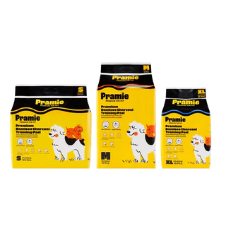 [แพ็ค3] Pramie Premium Training Pad แผ่นรองซับฝึกขับถ่ายผสมชาโคล : Size M 45x60 ซม. 3 แพ็ค