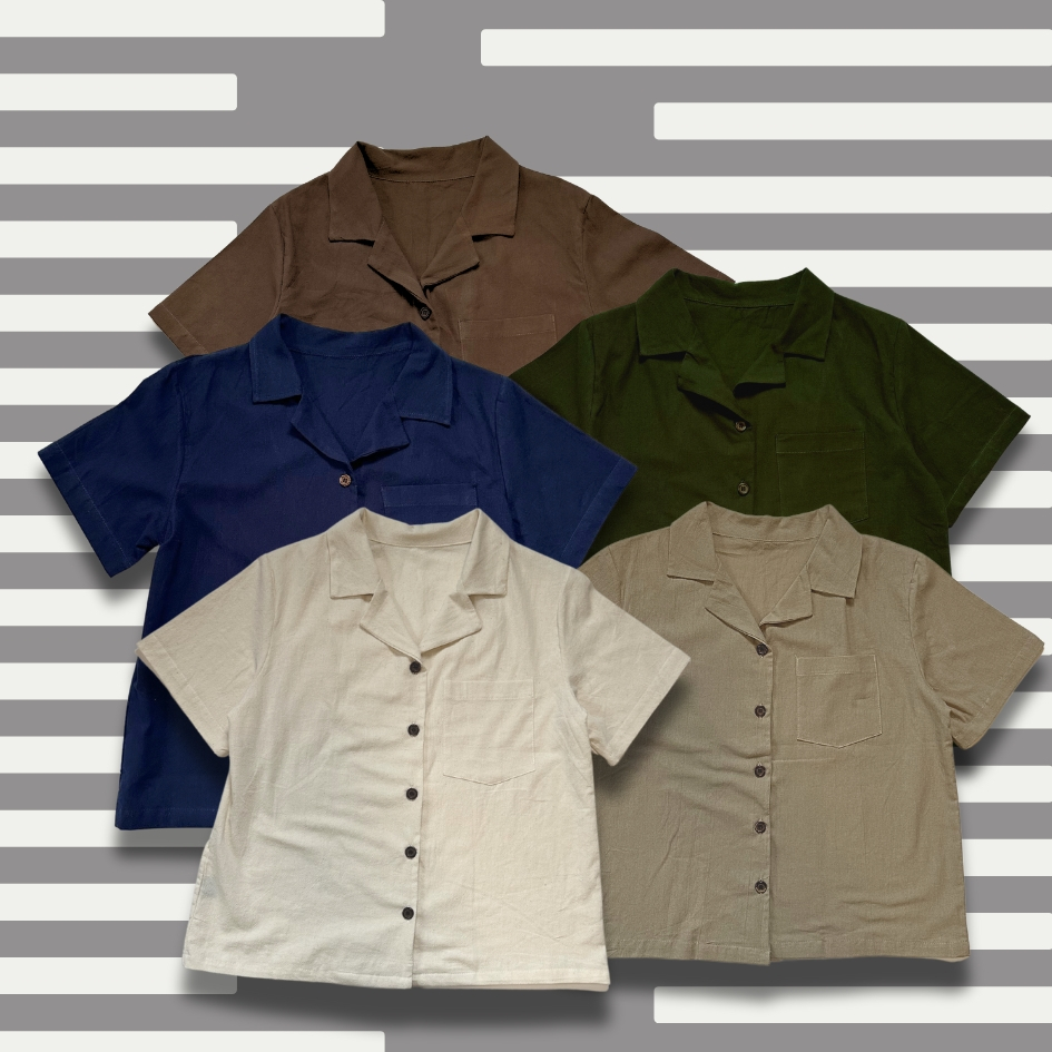 เสื้อเชิ้ตแขนสั้น เสื้อฮาวายผ้าฝ้าย ใส่ได้ทั้งผู้ชายและผู้หญิง