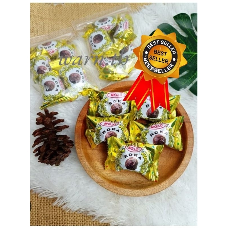 0ขนมเวเฟอร์บอลช๊อคโกแลต ROKA 1 ห่อ 70 เม็ด Apollo ROKA wafer Chocolate ball