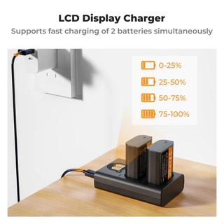 K&F DMW-BLK22 Charger LCD Screen and 2 Pack Battery