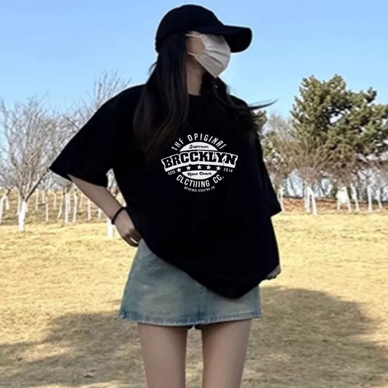 MKLเสื้อยืด คอกลม ลายอักษร BROOKLYN ⚡️ ⚡️ แขนสั้น ผ้านิ่ม เสื้อยืดแฟชั่น สไตล์เกาหลี  #9653