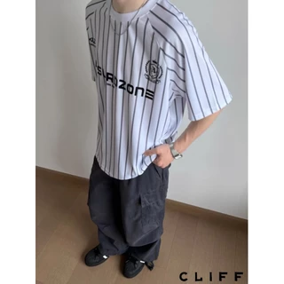 CLIFF -COD✅เสื้อยืดผู้ชาย เสื้อเจอร์ซีย์สไตล์อเมริกัน แมทช์ลุคง่าย ชุดคู่รัก รุ่นหลวม คอกลมแขนสั้น