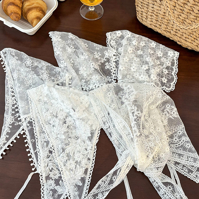 ในไทย-พร้อมส่ง✨ผ้าคลุมผม ลายดอกไม้ ลูกไม้ น่ารักหวาน y2kสไตล์เกาหลี แฟชั่นสําหรับผู้หญิ การออกแบบ Dopamine-Move