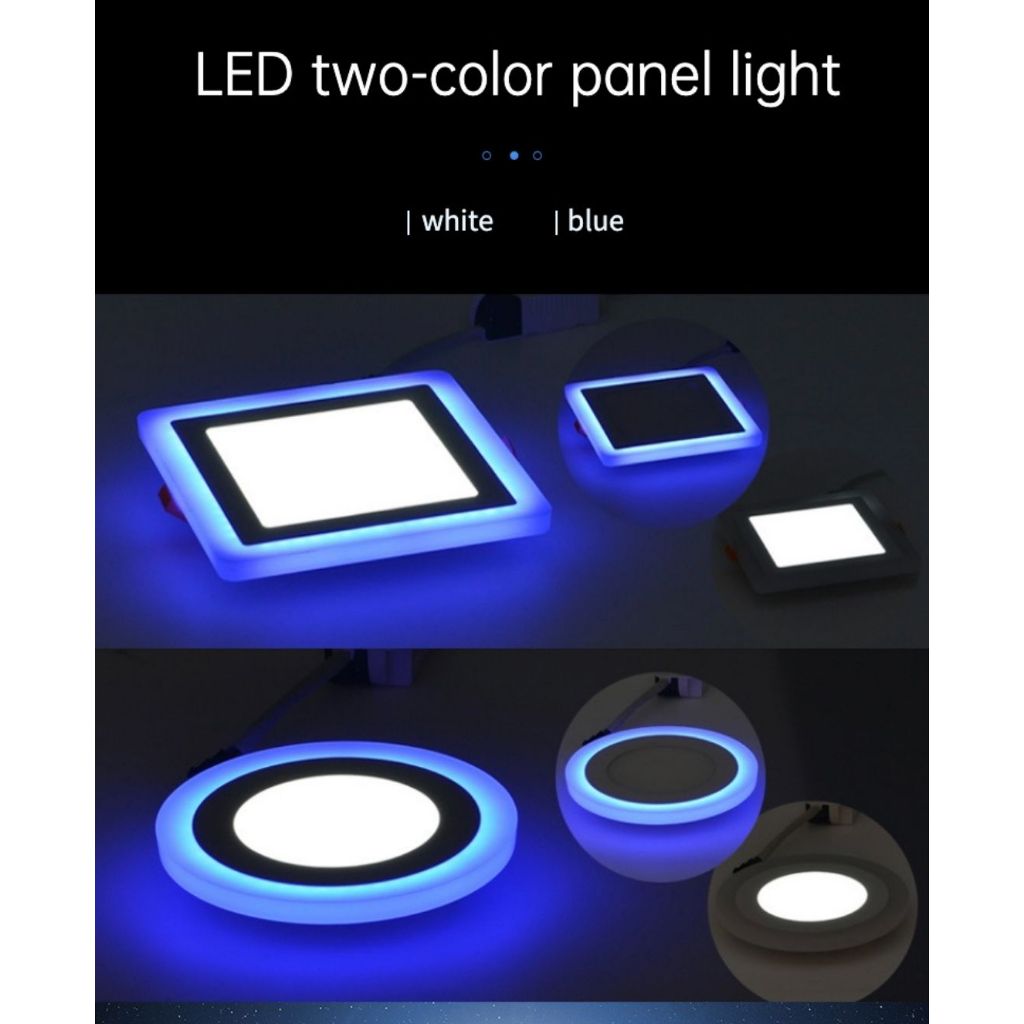 โคมไฟดาวน์ไลท์ LED ฝังฝ้า โคมไฟ โคมไฟติดเพดาน LED แบบกลม แบบสี่เหลี่ยม 6 นิ้ว 18 วัตต์ แสงสีขาว+ฟ้า