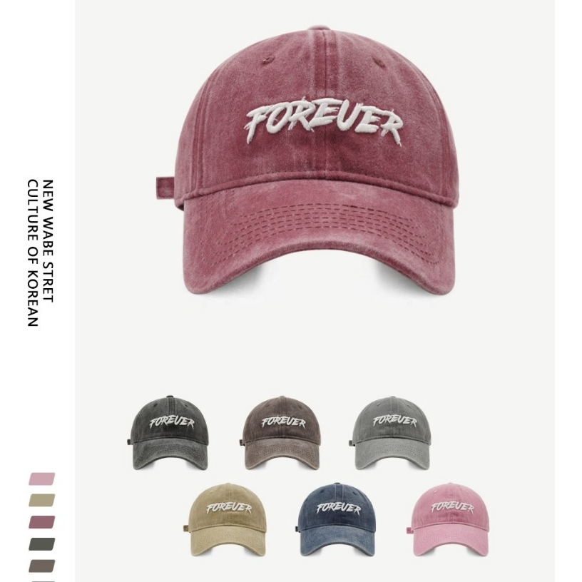 หมวกเบสบอล Forever  หมวกแก๊ปผ้ายีนส์ฟอก7สี No.F66