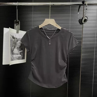 พร้อมส่งในไทย** เสื้อผ้าผู้หญิง แขนสั้น เอวแคบ สลิม สไตล์เกาหลี Y119