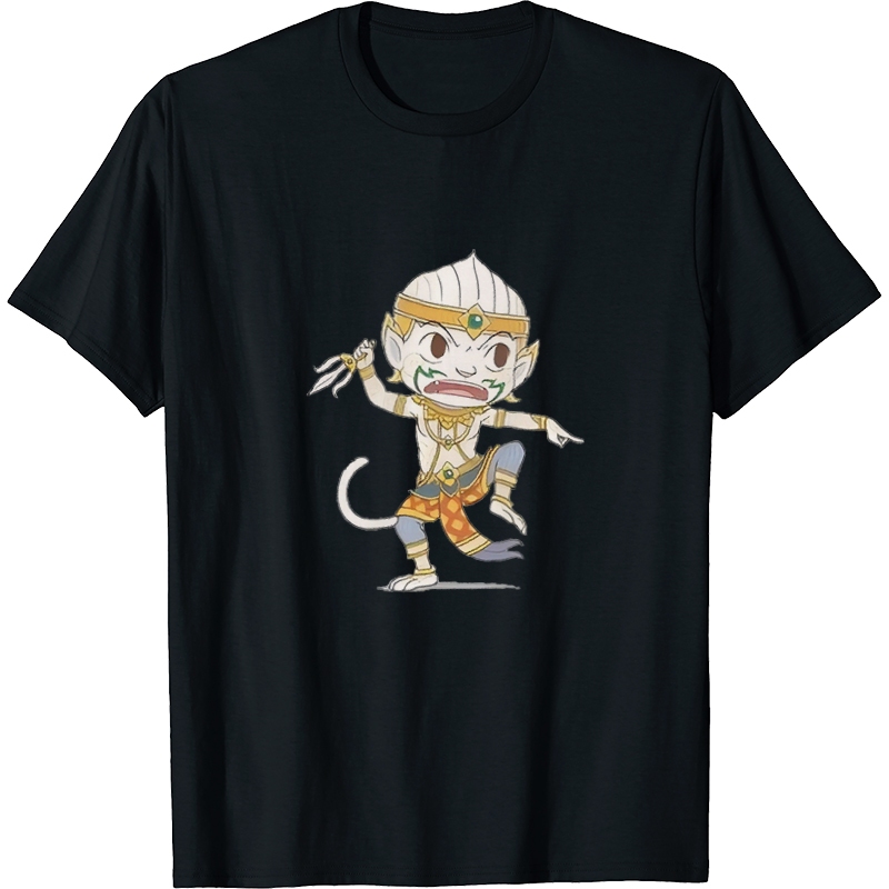 โอเวอร์ไซส์สไตล์ไทยย้อนยุคมาสคอตหนุมานชุดลำลองผู้ชายเสื้อยืดแขนสั้นคอกลมพิมพ์สวยงามผ้ามีความนุ่มและไม่เสียรูปS-3XL【VT】