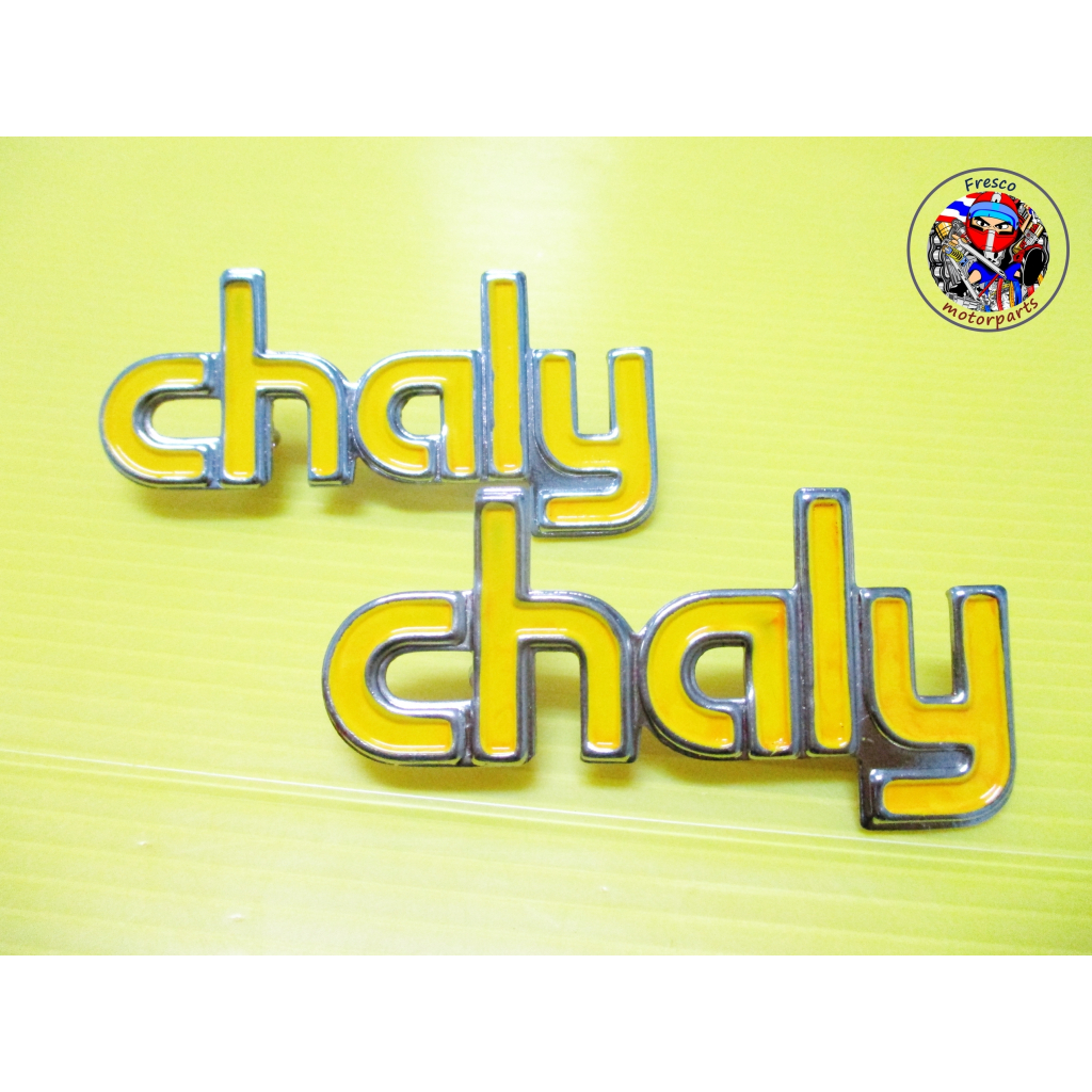 โลโก้ติดตัวถัง ชาลี สีเหลือง HONDA CHALY 50 70 CF50 CF70 FRAME EMBLEM / Yellow , A pair