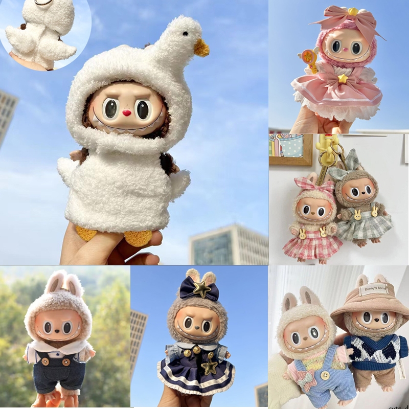 ชุดlabubu macaron พร้อมส่งที่ไทยครับ ชุด Labubu V.2 Labubu V.1ชุดเสื้อผ้าตุ๊กตา ชุดลาบูบู้ มาการอง 15 ซม.17ซม.