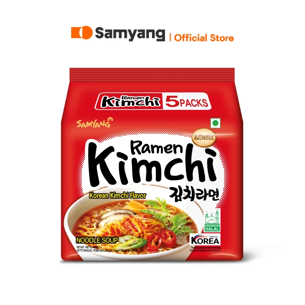 [แพ็ก 5 ซอง] Samyang Kimchi Ramen | ซัมยัง กิมจิ ราเมง (ราเมงกึ่งสำเร็จรูป รสกิมจิ)(120g.x5)