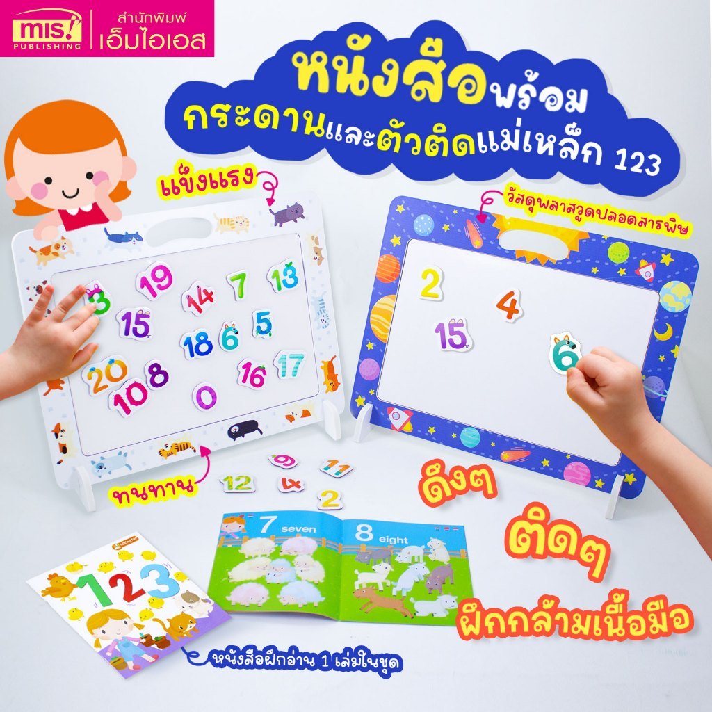 Magnets อักษร ก ไก่ abc ตัวเลข ดึงๆ ติดๆ ฝึกกล้ามเนื้อมือ + หนังสือ (ซื้อแยกหมวดได้) เป็ดน้อยหมวกแดง