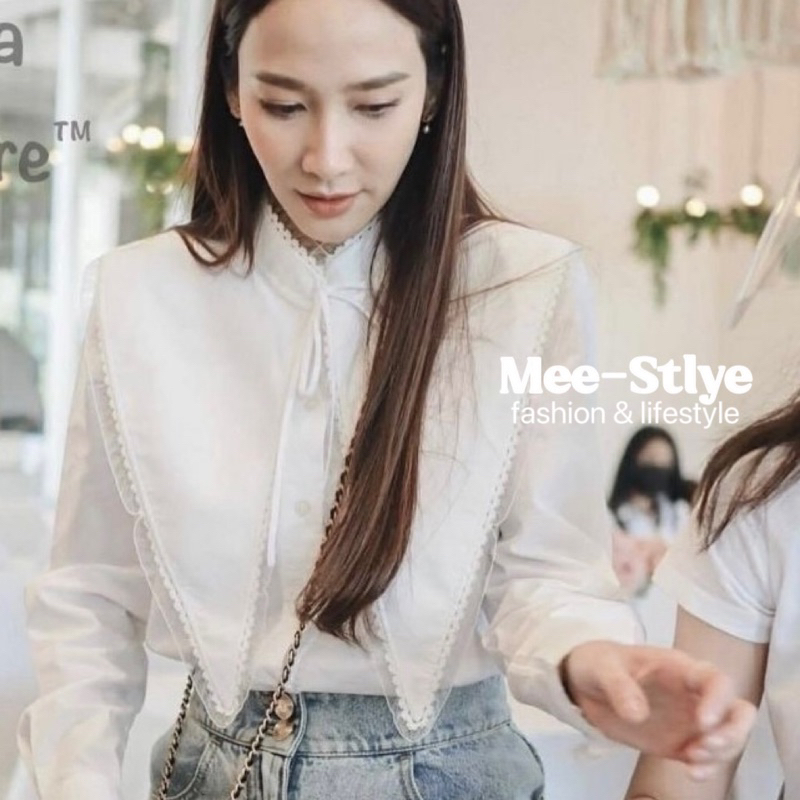 (ใช้โค้ดส่งฟรี) 𝙉𝙚𝙬 𝙘𝙤𝙡𝙡𝙚𝙘𝙩𝙞𝙤𝙣𝙨 เสื้อเชิ้ตแขนยาวแบบแม่อั้ม สวยแพงมาก สีขาวงา งานขายดี
