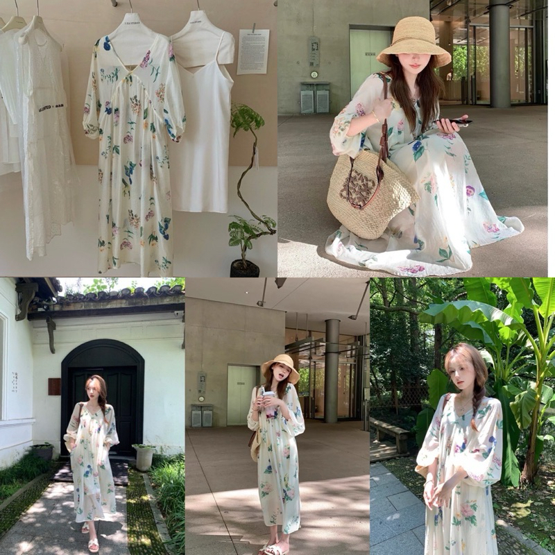 ส่งแมส 🛵Y.JIA STUDIO  🇰🇷🇰🇷 set 2 pcs. Mini dress สายเดี่ยวคอวี โทนสีขาว มาพร้อม เดรสคอวี น่ารักมากๆๆ
