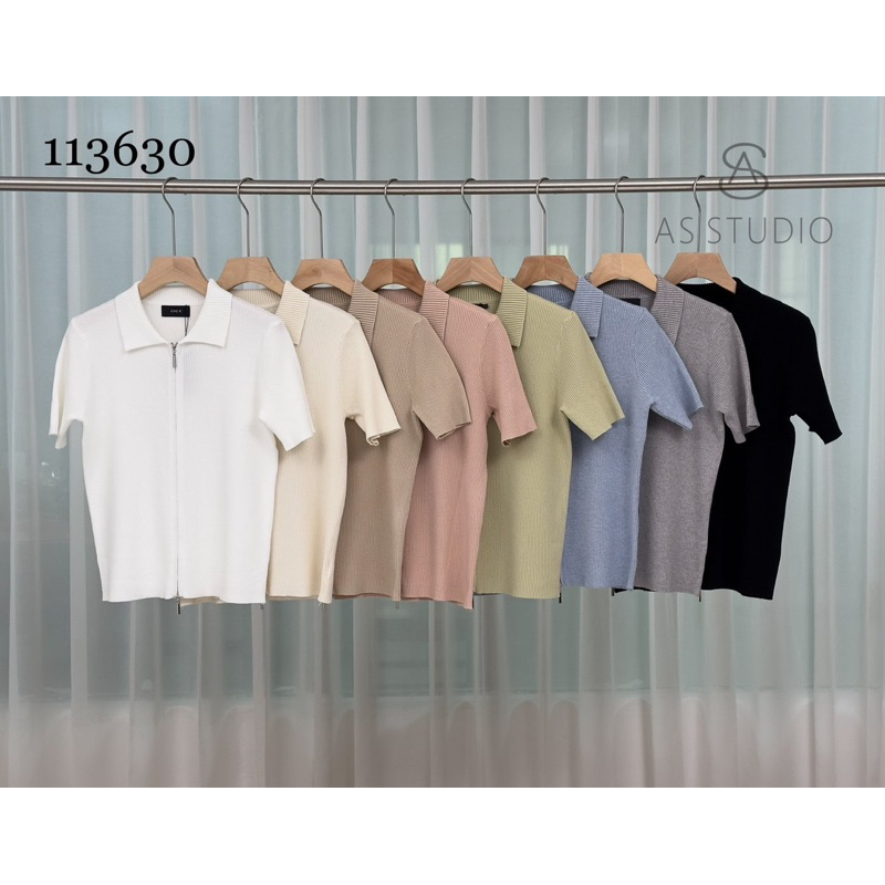 One-k คอปกมีซิป ไหมพรมผ้านิ่ม