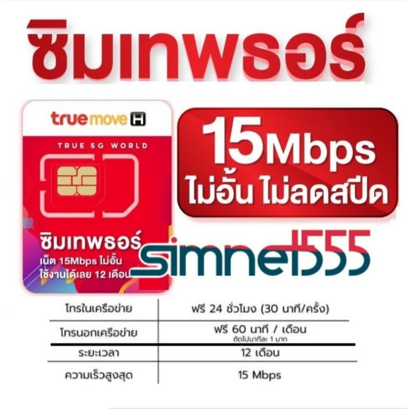 ซิมเทพธอร์ เน็ตไม่อั้น 15 Mbps ใช้งานได้เลย 1 ปี Thor true 4g/5g 15mb unlimited 15mb part3 ซิมเทพ ธอ