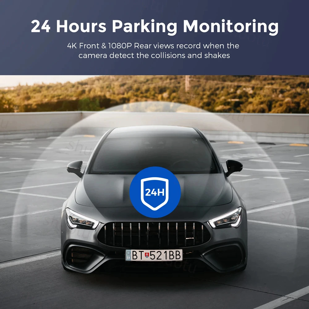ตำแหน่งGPS 4K dash cam กล้องติดรถยนต์ 2160P กล้องหน้าหลัง มุมกว้าง 170°การเชื่อมต่อ APP WiFi การดูแบบเรียลไทม์ โหมดกลางค thumbnail 10