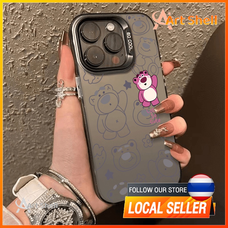 โลหะชุบโลหะด้วยไฟฟ้า ไอโฟน หมีสกปรกกล่าวว่าสวัสดี for 11 iPhone 12 13 14 15Pro MAX X XS XR 7 8Plus เคสโทรศัพท์